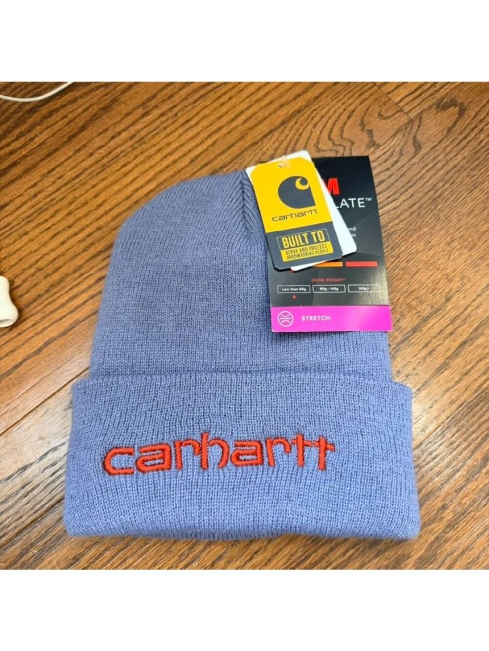 NWT Carhartt Acrylic Knit Cuffed Beanie Hat Unisex Size OS Blue Stretch